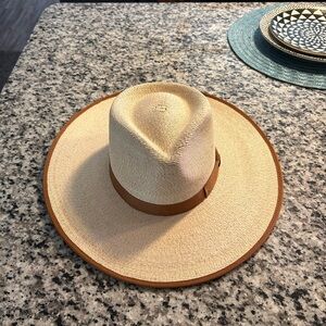 Brixton Cream and Brown Fedora Hat